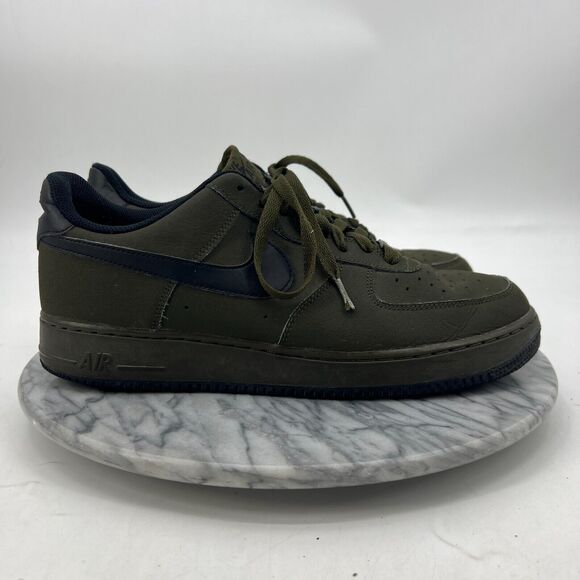 Nike Mens 11 Air Force One Dark Loden Black Low Sneaker Athletic Shoe 488298-312 - Picture 2 of 11